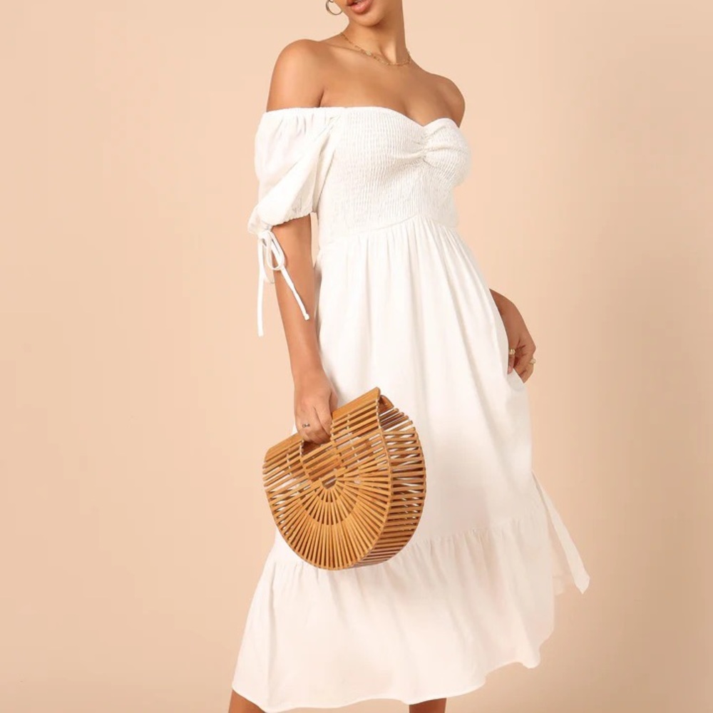 CONRAD OFF SHOULDER DRESS - WHITE